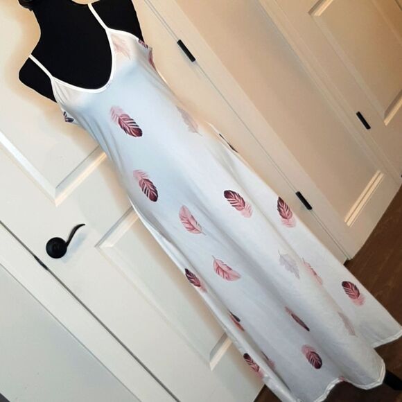Feather Flowy Silky Maxi Dress - Picture 1 of 9